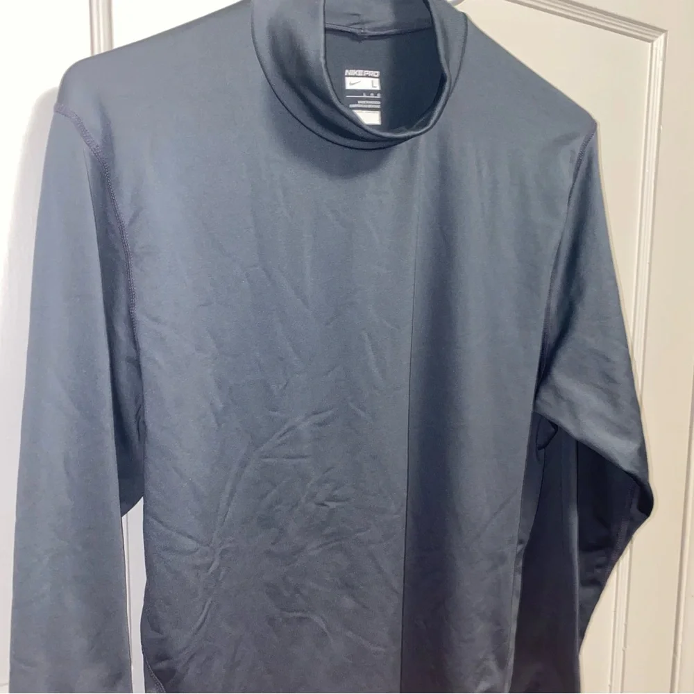 Nike Pro Large Fitted Long Sleeve Mock Neck Tee - Gray - Picture 11 of 11